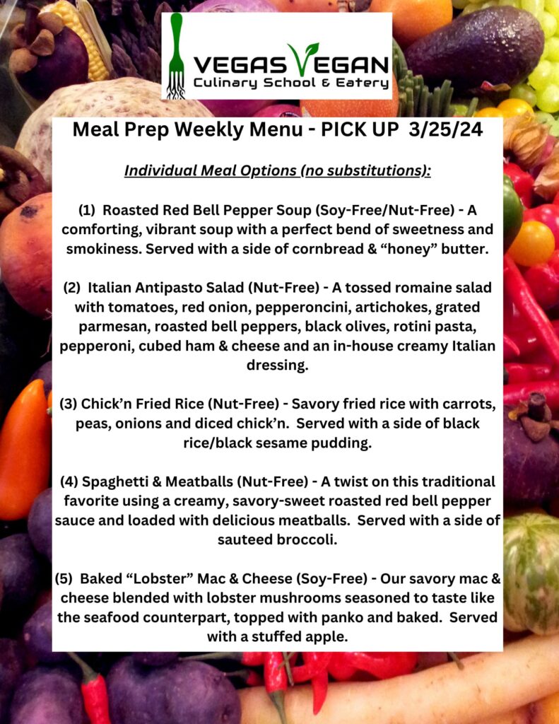 Meal Prep Weekly Menu 3-25-24